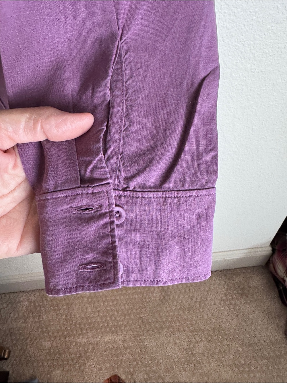 Cloth & Stone Purple Solid Woven Lyocell Pleated Button-Up Shirt Size M - Picture 9 of 13